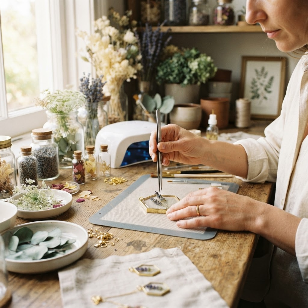 Custom preserved flower jewellery